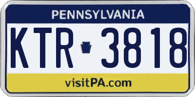 PA license plate KTR3818