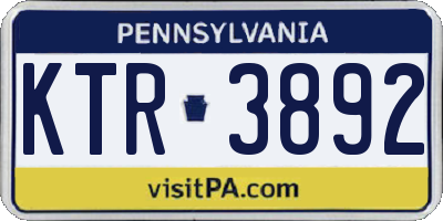 PA license plate KTR3892