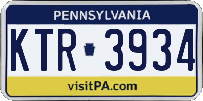 PA license plate KTR3934