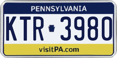 PA license plate KTR3980
