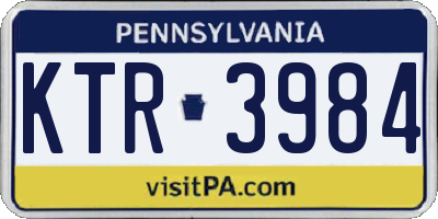 PA license plate KTR3984