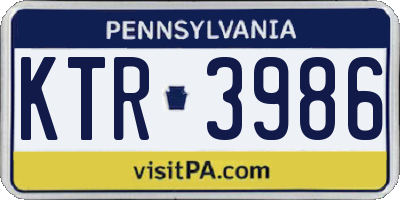 PA license plate KTR3986