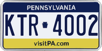 PA license plate KTR4002
