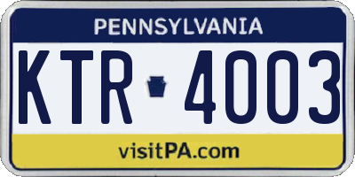 PA license plate KTR4003