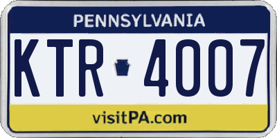 PA license plate KTR4007
