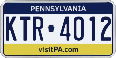 PA license plate KTR4012