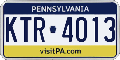 PA license plate KTR4013