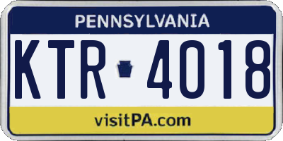 PA license plate KTR4018