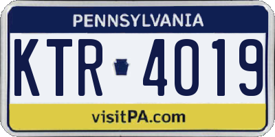 PA license plate KTR4019