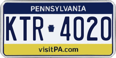 PA license plate KTR4020