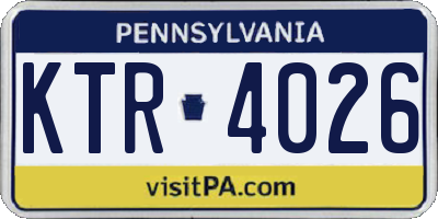 PA license plate KTR4026