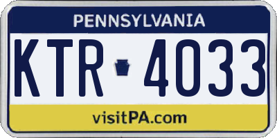 PA license plate KTR4033