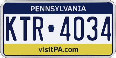 PA license plate KTR4034