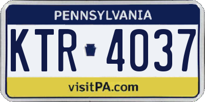PA license plate KTR4037