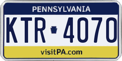 PA license plate KTR4070