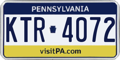 PA license plate KTR4072