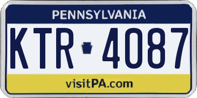 PA license plate KTR4087