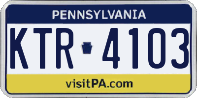 PA license plate KTR4103