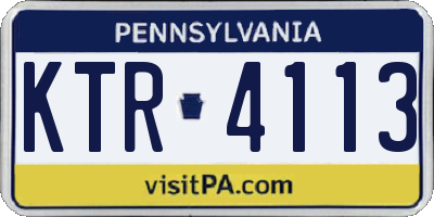 PA license plate KTR4113