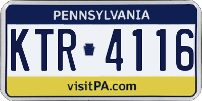 PA license plate KTR4116