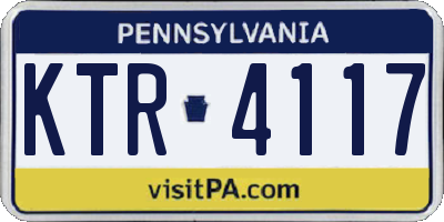 PA license plate KTR4117