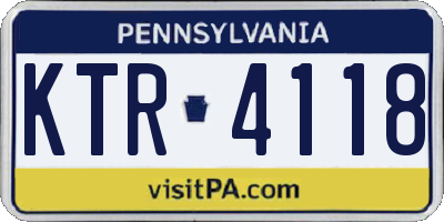PA license plate KTR4118