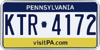 PA license plate KTR4172