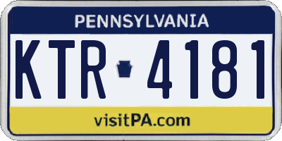 PA license plate KTR4181