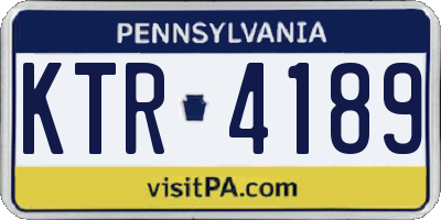 PA license plate KTR4189
