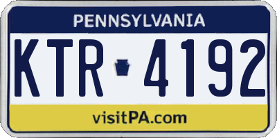 PA license plate KTR4192