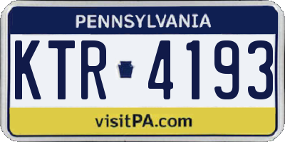 PA license plate KTR4193