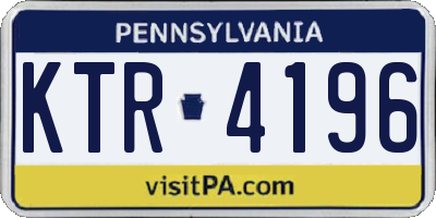 PA license plate KTR4196