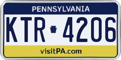 PA license plate KTR4206