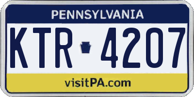 PA license plate KTR4207