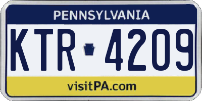 PA license plate KTR4209