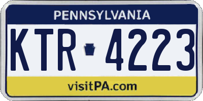 PA license plate KTR4223