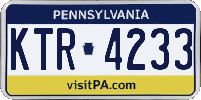PA license plate KTR4233