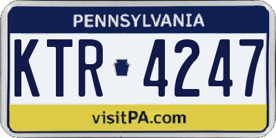 PA license plate KTR4247