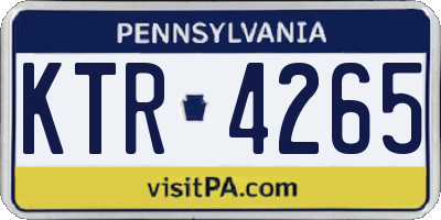 PA license plate KTR4265