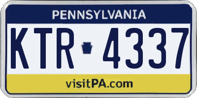 PA license plate KTR4337