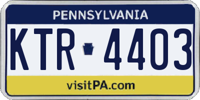 PA license plate KTR4403