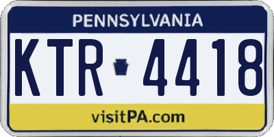 PA license plate KTR4418