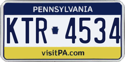 PA license plate KTR4534