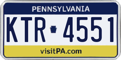 PA license plate KTR4551