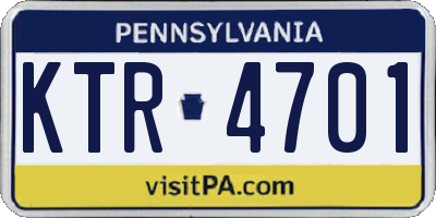 PA license plate KTR4701