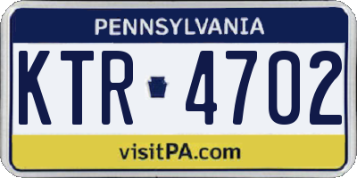 PA license plate KTR4702