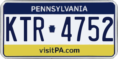 PA license plate KTR4752