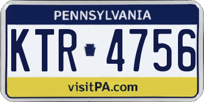 PA license plate KTR4756
