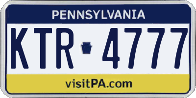 PA license plate KTR4777