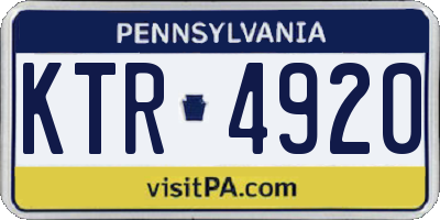 PA license plate KTR4920